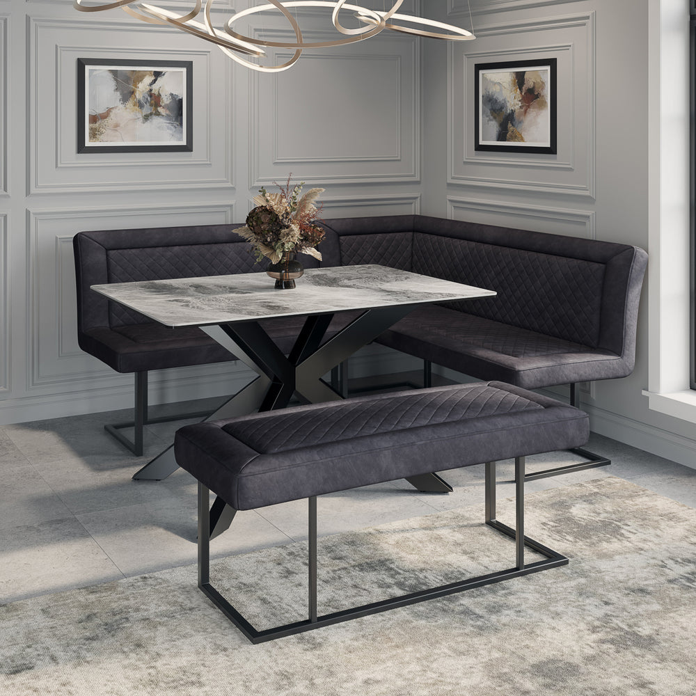 Luxe Black Corner Bench Set - RHF
