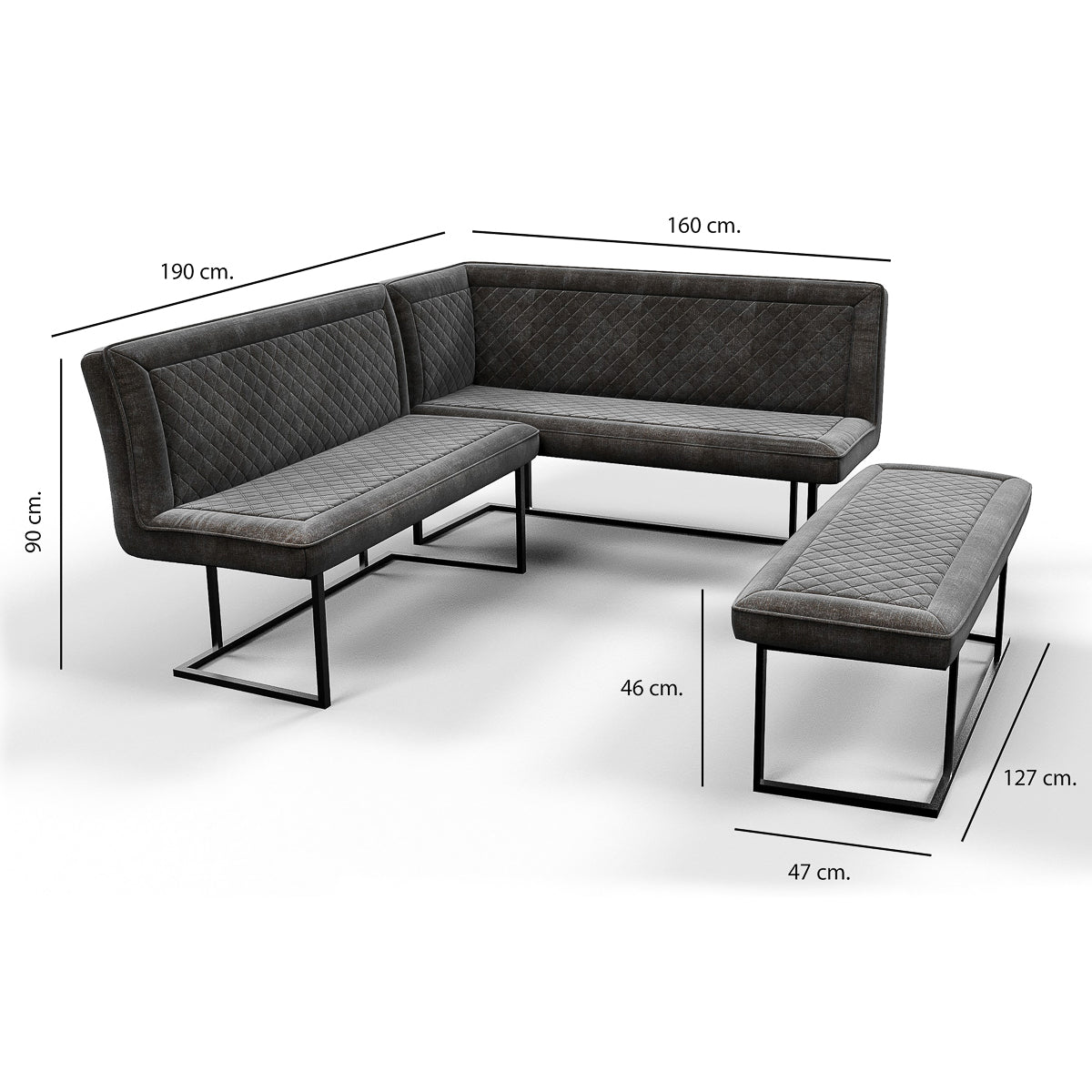 
                  
                    Luxe Black Corner Bench Set - RHF
                  
                