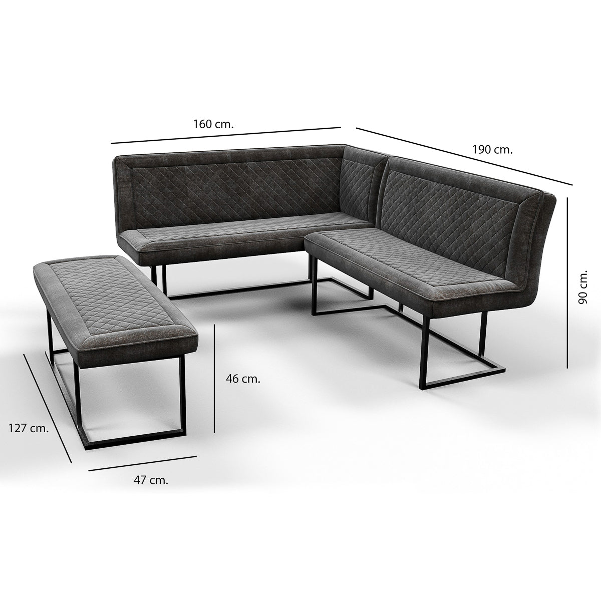 
                  
                    Luxe Black Corner Bench Set - LHF
                  
                