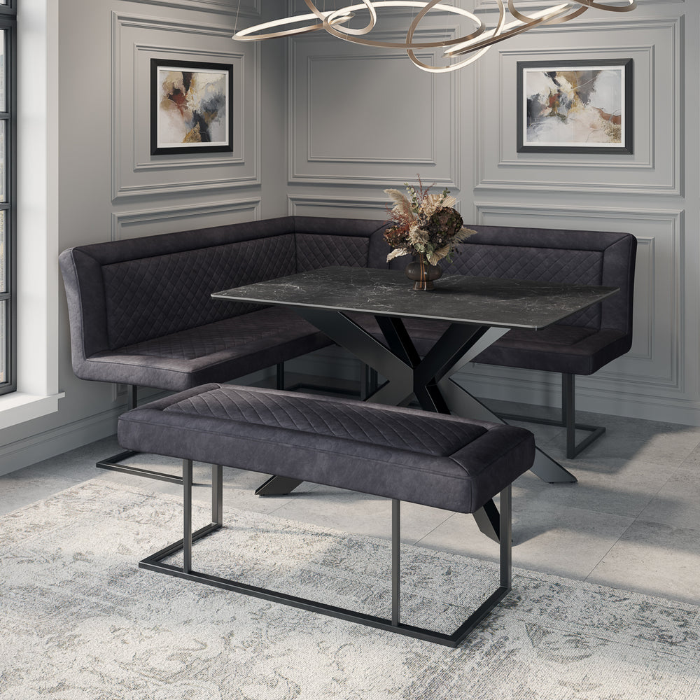 Luxe Black Corner Bench Set - LHF