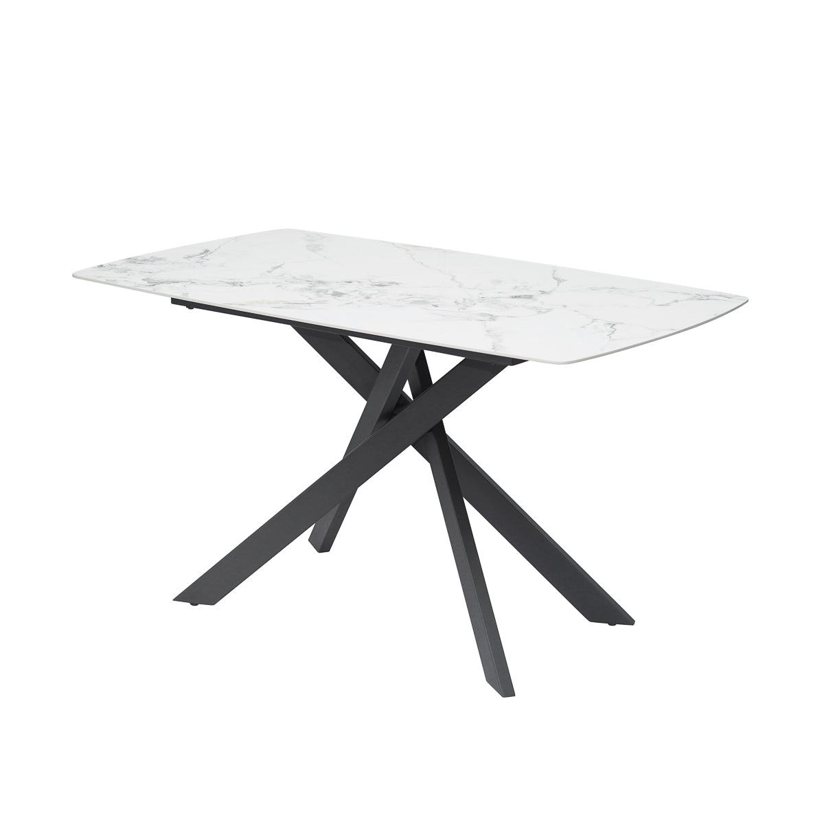 
                  
                    Orbit Dining Table Ceramic Top Metal Legs Compact Design Curved Edges
                  
                
