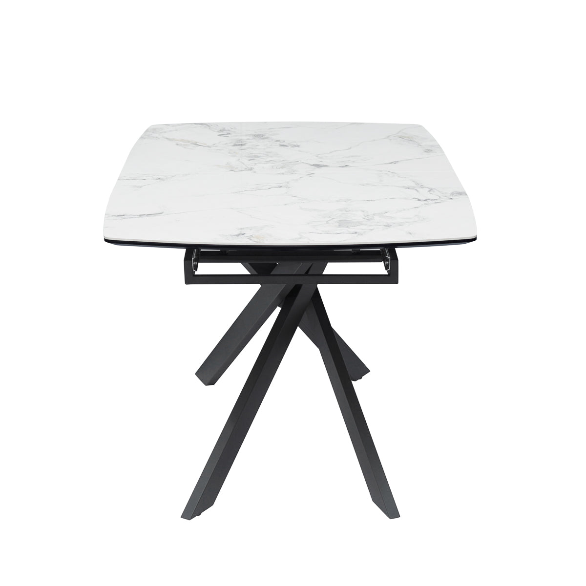 
                  
                    Orbit Dining Table Ceramic Top Metal Legs Compact Design Curved Edges
                  
                