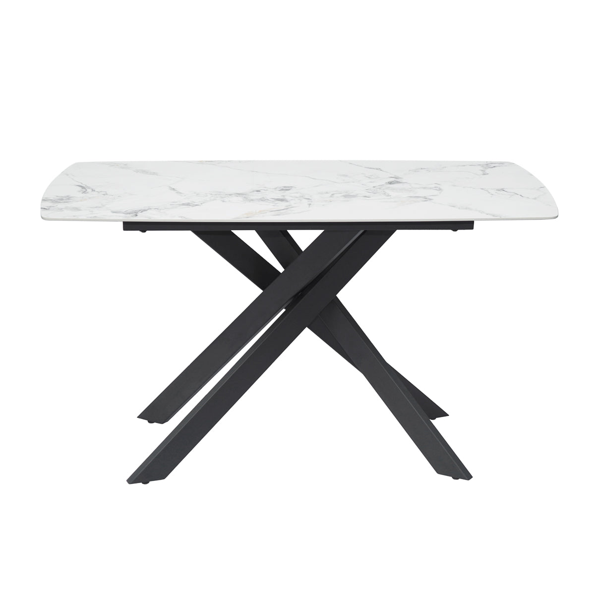 
                  
                    Orbit Dining Table Ceramic Top Metal Legs Compact Design Curved Edges
                  
                