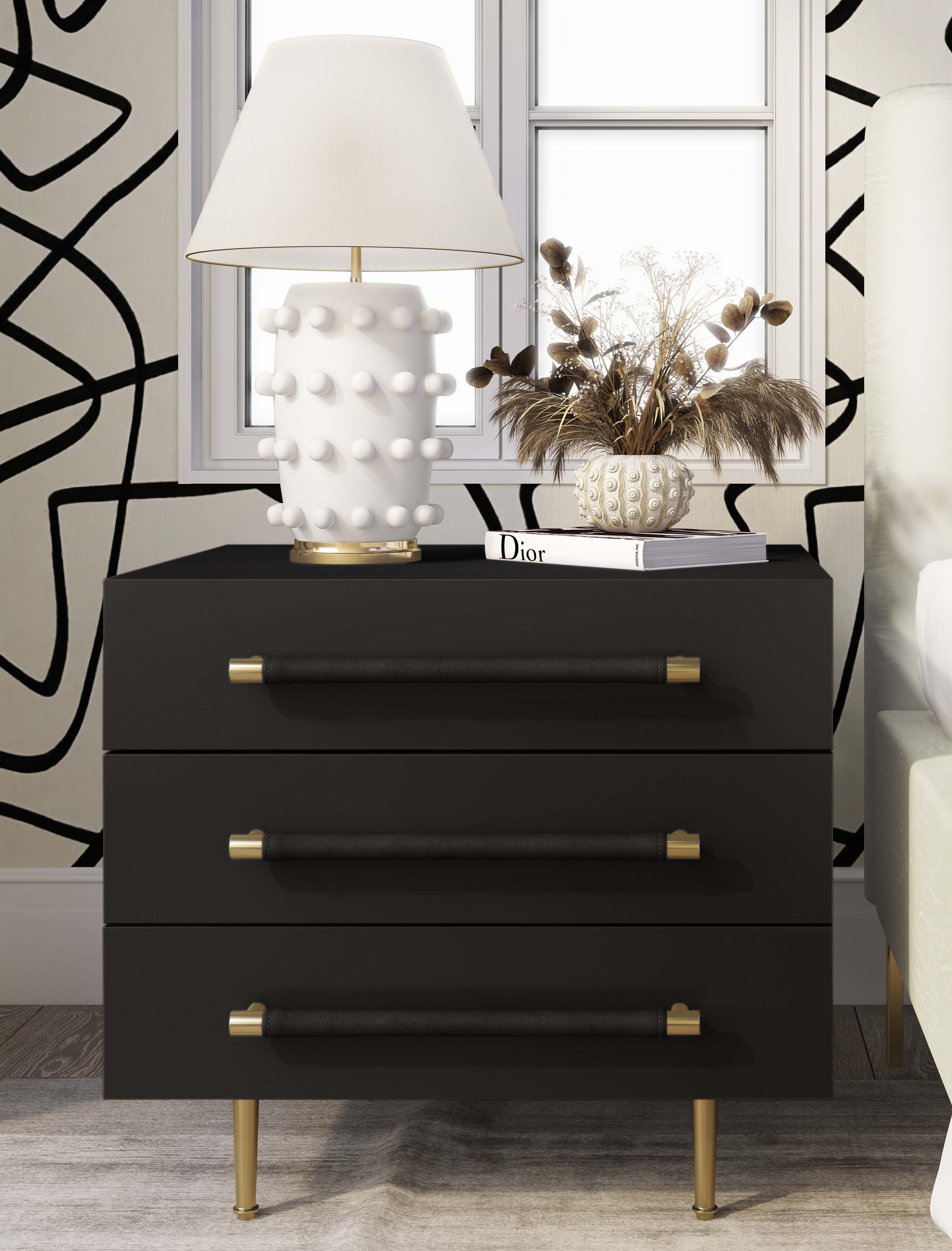 Trident Black Nightstand