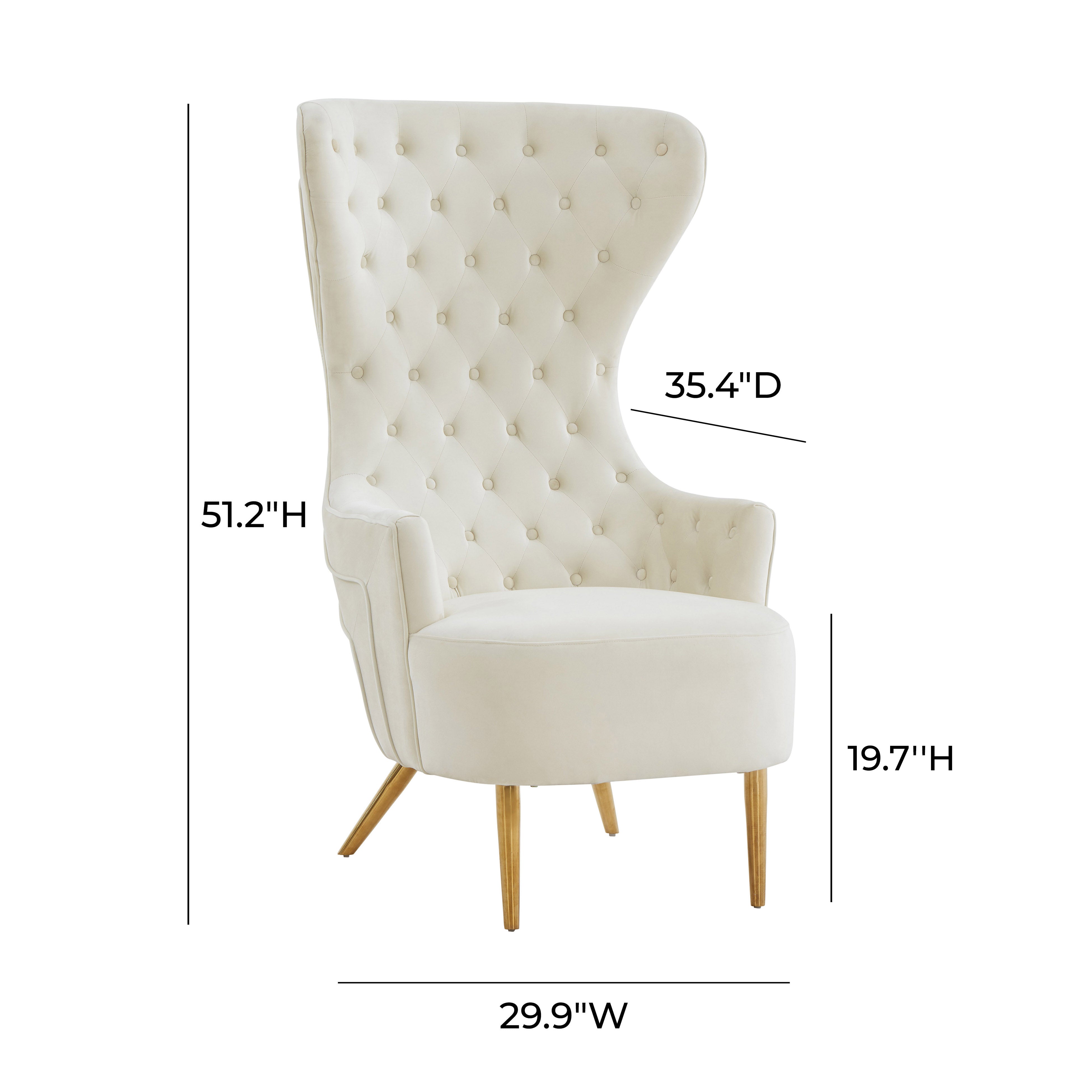 Jezebel Cream Velvet Wingback Chair