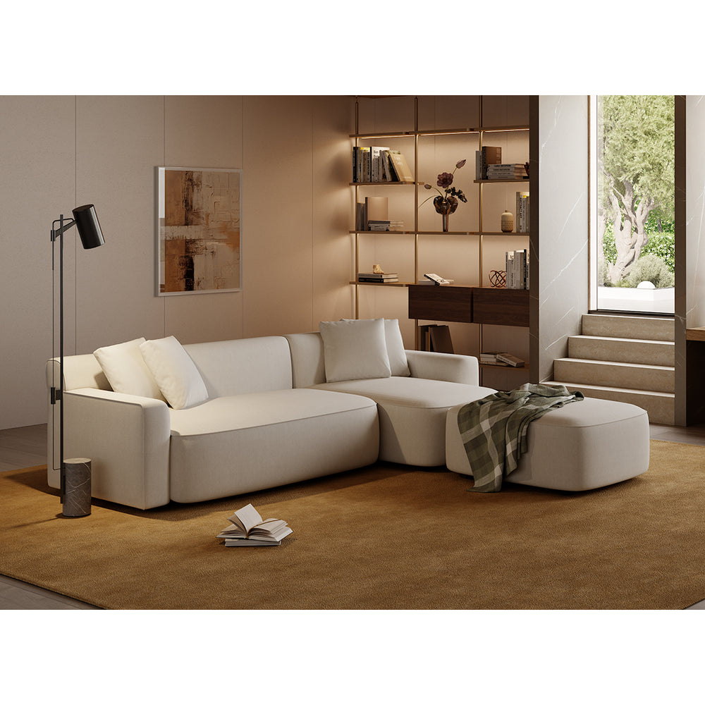 Volos White 3 Seater Chaise Sofa RH 4 Cushions