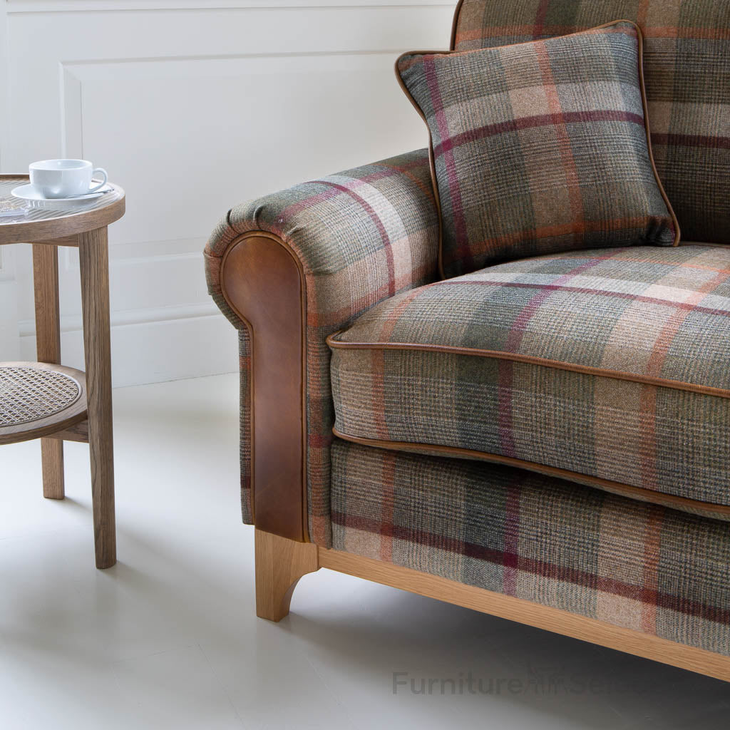 Winderwath 2 Seater Sofa in Malham Green Wool & Tan Leather