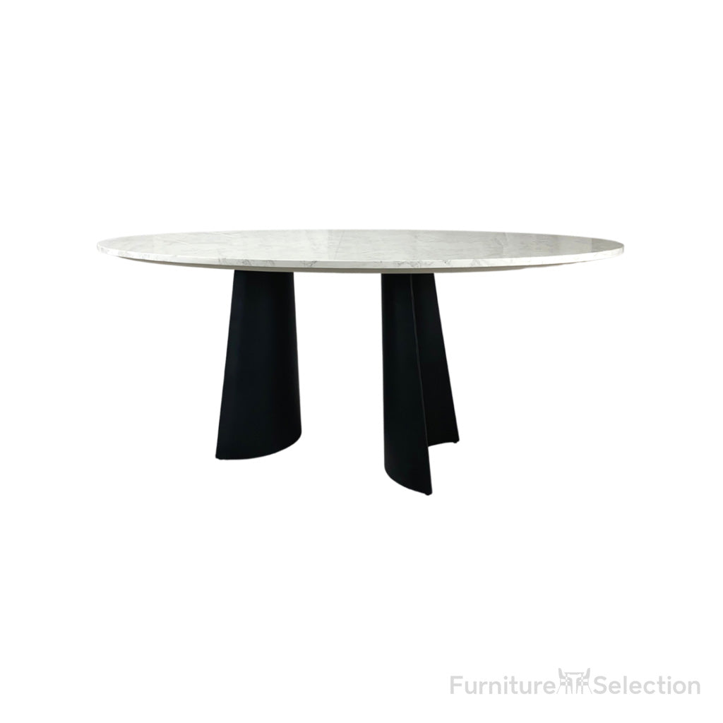 Rosemary Oval Dining Table - Black & White Marble