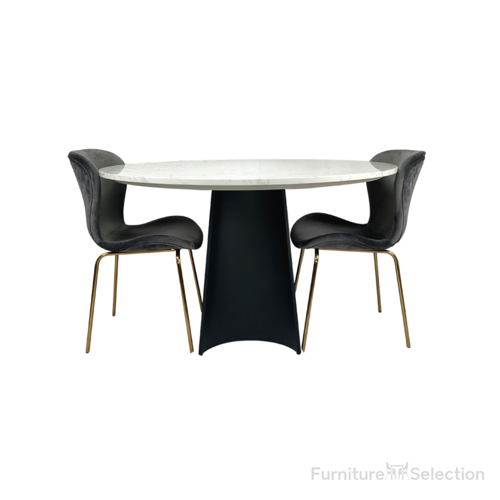 Rosemary Round Dining Table - Black & White Marble