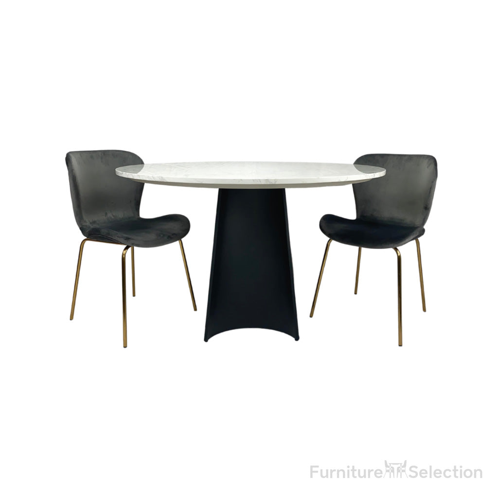 Rosemary Round Dining Table - Black & White Marble